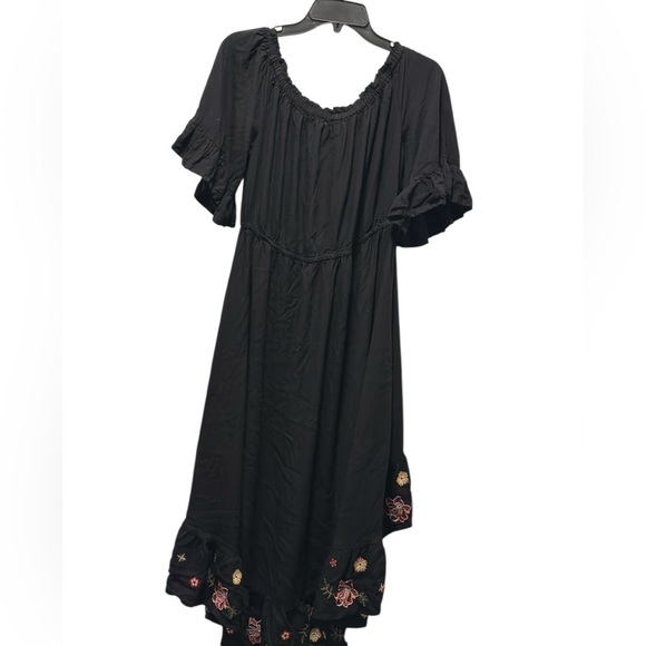 Elegant Black Floral Dress Size 1X High-Low - Picture 2 of 12